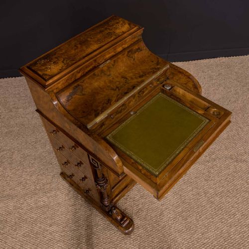 VICTORIAN WALNUT PIANO TOP DAVENPORT - ADDITIONAL PHOTO 4