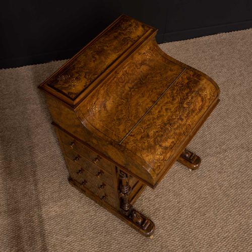 VICTORIAN WALNUT PIANO TOP DAVENPORT - ADDITIONAL PHOTO 6