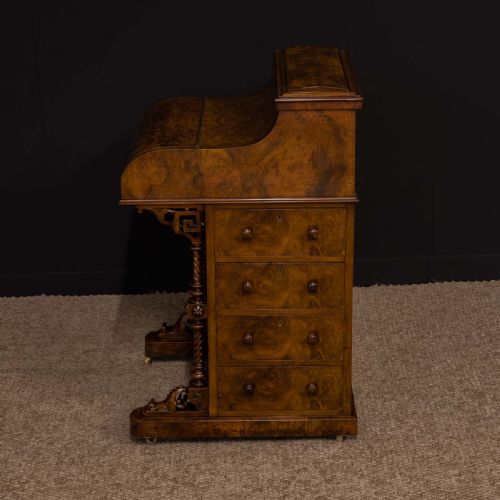 VICTORIAN WALNUT PIANO TOP DAVENPORT - ADDITIONAL PHOTO 12