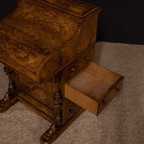 VICTORIAN WALNUT PIANO TOP DAVENPORT - ADDITIONAL PHOTO 13