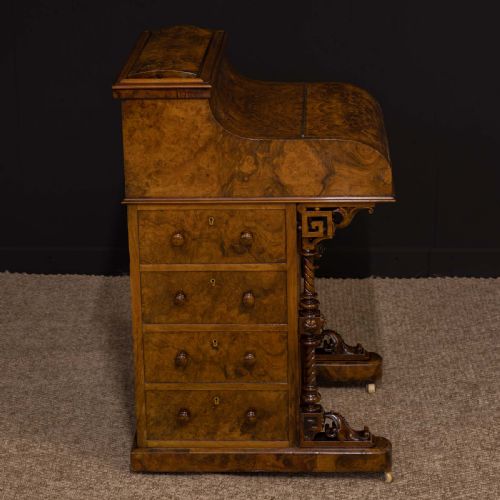 VICTORIAN WALNUT PIANO TOP DAVENPORT - ADDITIONAL PHOTO 15