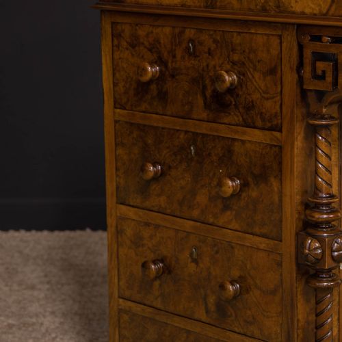VICTORIAN WALNUT PIANO TOP DAVENPORT - ADDITIONAL PHOTO 16
