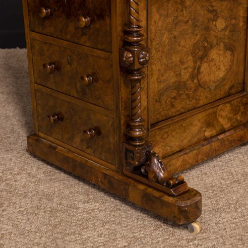 VICTORIAN WALNUT PIANO TOP DAVENPORT - ADDITIONAL PHOTO 18