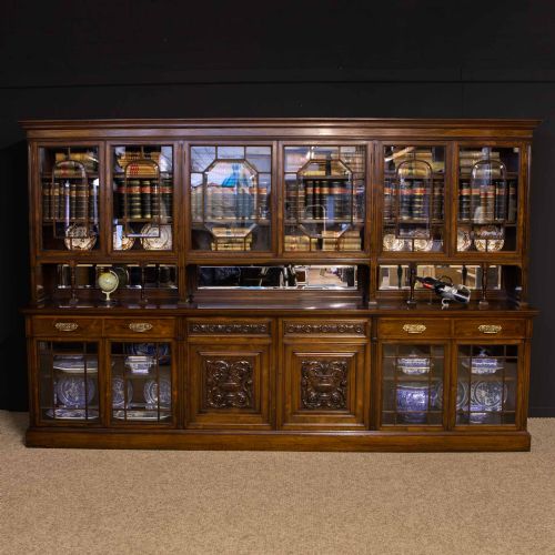 edwardian rosewood long bookcase from harrods manchester - CATEGORY: ANTIQUE BOOKCASES - DATED EDWARDIAN