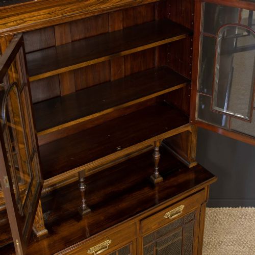 EDWARDIAN ROSEWOOD LONG BOOKCASE FROM HARRODS MANCHESTER - ADDITIONAL PHOTO 21