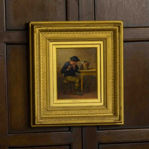 victorian oil on canvas by william bromley - CATEGORY: ANTIQUE ART - DATED VICTORIAN