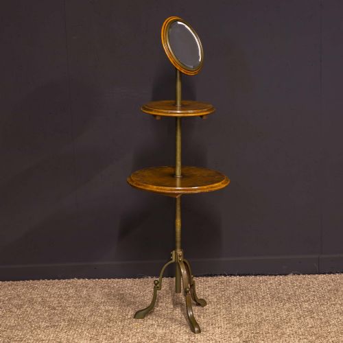 edwardian walnut and brass gentlemen's shaving stand - CATEGORY: ANTIQUE MIRRORS - DATED EDWARDIAN
