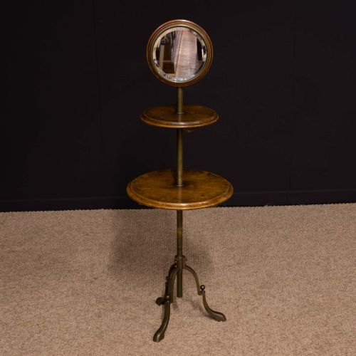 EDWARDIAN WALNUT AND BRASS GENTLEMEN'S SHAVING STAND - ADDITIONAL PHOTO 3