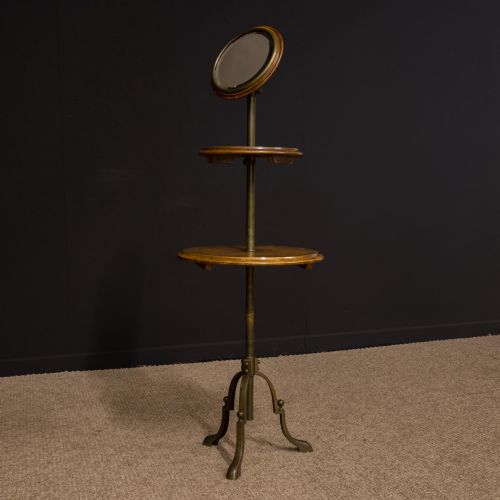 EDWARDIAN WALNUT AND BRASS GENTLEMEN'S SHAVING STAND - ADDITIONAL PHOTO 5
