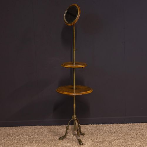 EDWARDIAN WALNUT AND BRASS GENTLEMEN'S SHAVING STAND - ADDITIONAL PHOTO 10