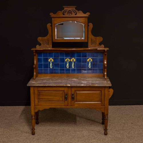 art nouveau walnut washstand - CATEGORY: ANTIQUE FURNITURE - DATED EDWARDIAN