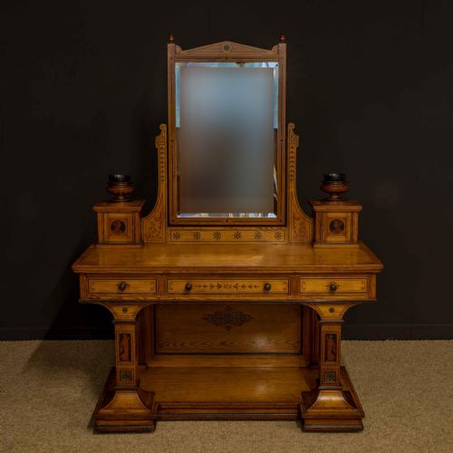victorian neo classical pitch pine dressing table - CATEGORY: ANTIQUE DRESSING TABLES - DATED VICTORIAN