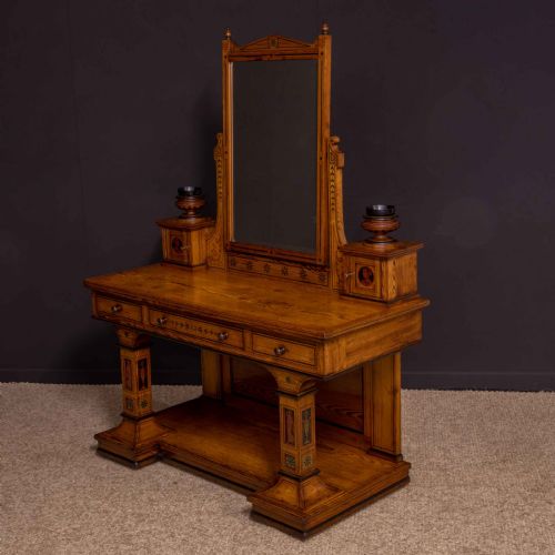 VICTORIAN NEO CLASSICAL PITCH PINE DRESSING TABLE - ADDITIONAL PHOTO 1