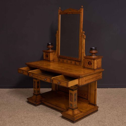 VICTORIAN NEO CLASSICAL PITCH PINE DRESSING TABLE - ADDITIONAL PHOTO 3