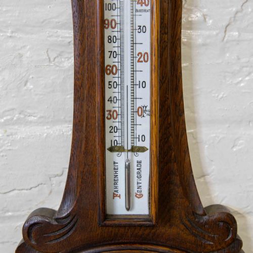 EDWARDIAN OAK ANEROID BAROMETER - ADDITIONAL PHOTO 9
