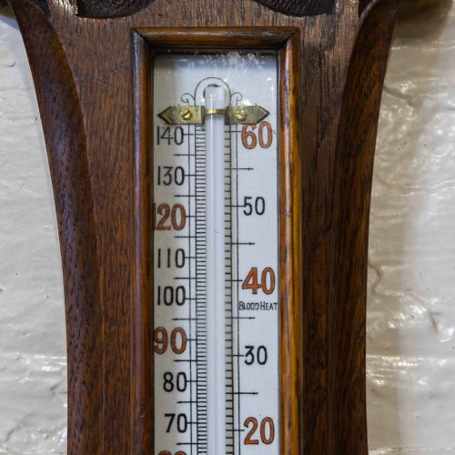 EDWARDIAN OAK ANEROID BAROMETER - ADDITIONAL PHOTO 10