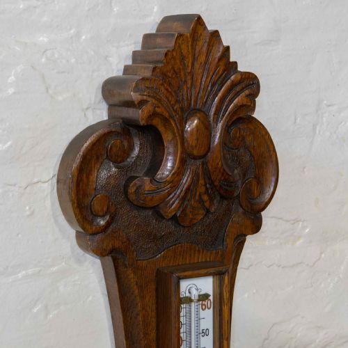 EDWARDIAN OAK ANEROID BAROMETER - ADDITIONAL PHOTO 11