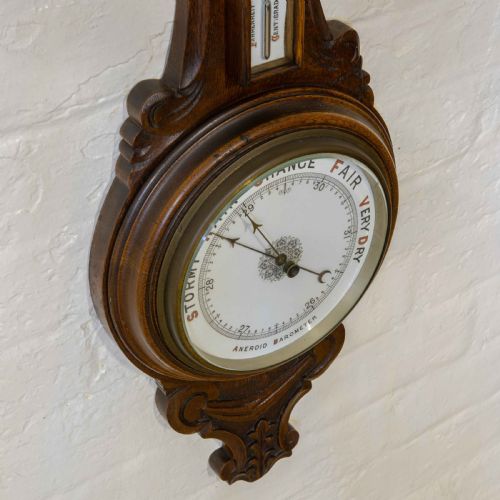 EDWARDIAN OAK ANEROID BAROMETER - ADDITIONAL PHOTO 12