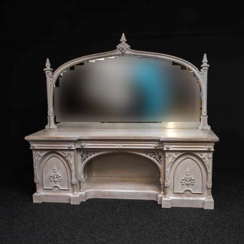 VICTORIAN GOTHIC STYLE LIMED OAK SIDEBOARD - ADDITIONAL PHOTO 1