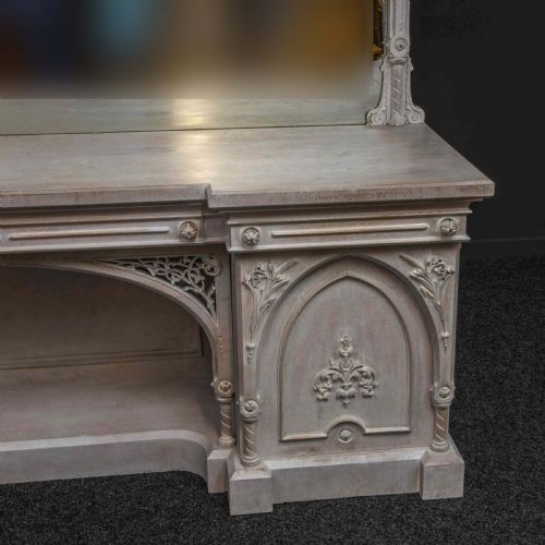 VICTORIAN GOTHIC STYLE LIMED OAK SIDEBOARD - ADDITIONAL PHOTO 4