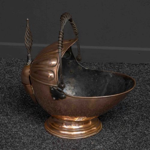 victorian copper coal helmet - CATEGORY: ANTIQUE FIREPLACES - DATED EDWARDIAN