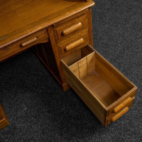 EDWARDIAN OAK ROLL TOP DESK - ADDITIONAL PHOTO 4