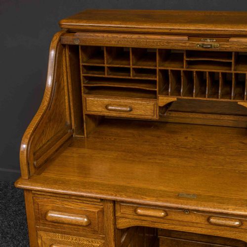 EDWARDIAN OAK ROLL TOP DESK - ADDITIONAL PHOTO 12