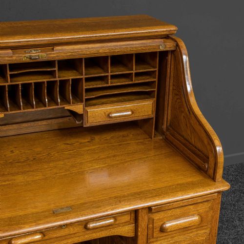 EDWARDIAN OAK ROLL TOP DESK - ADDITIONAL PHOTO 13