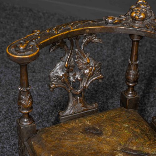 VICTORIAN CARVED OAK CORNER CHAIR - ADDITIONAL PHOTO 5