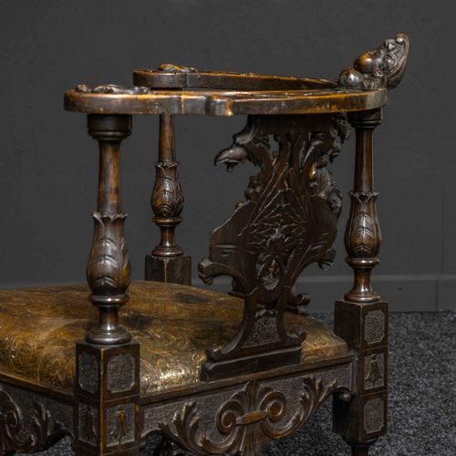 VICTORIAN CARVED OAK CORNER CHAIR - ADDITIONAL PHOTO 9