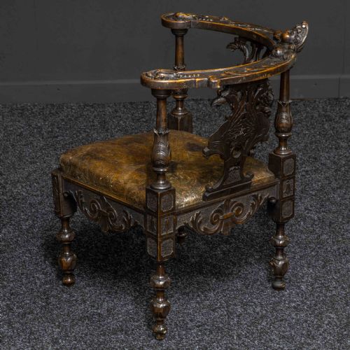 VICTORIAN CARVED OAK CORNER CHAIR - ADDITIONAL PHOTO 10