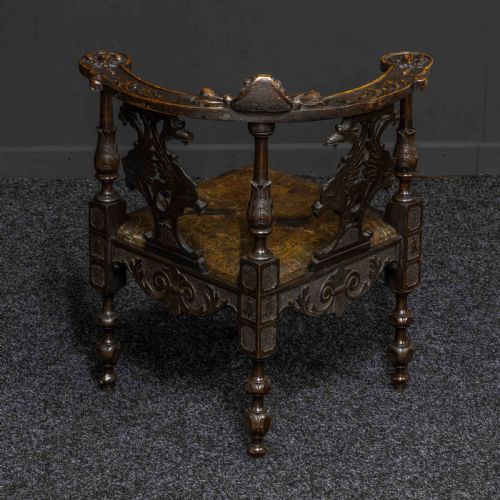 VICTORIAN CARVED OAK CORNER CHAIR - ADDITIONAL PHOTO 11