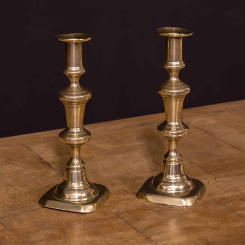 late victorian brass candlesticks - CATEGORY: ANTIQUE LIGHTING - DATED VICTORIAN