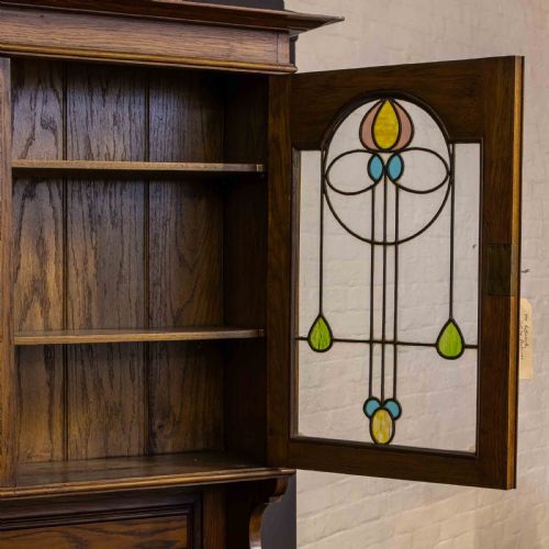 EDWARDIAN OAK ROLL TOP BOOKCASE - ADDITIONAL PHOTO 1
