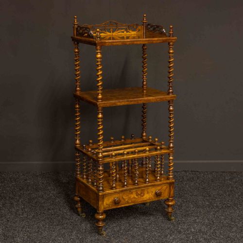 mid victorian walnut whatnotcanterbury - CATEGORY: ANTIQUE FURNITURE - DATED VICTORIAN