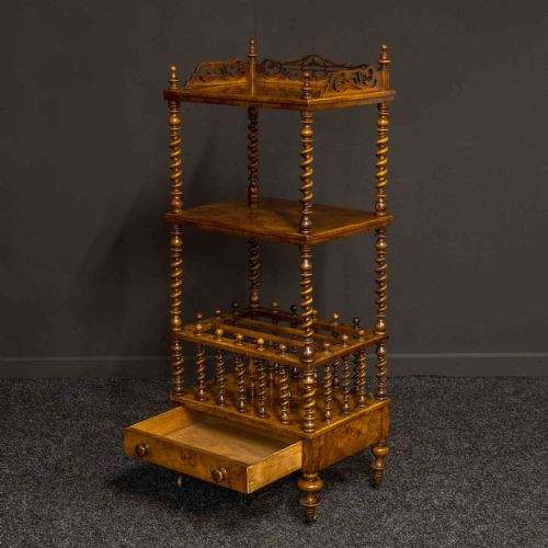 MID VICTORIAN WALNUT WHATNOTCANTERBURY - ADDITIONAL PHOTO 1
