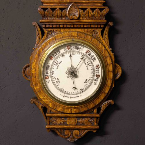 EDWARDIAN OAK ANEROID BAROMETER - ADDITIONAL PHOTO 8