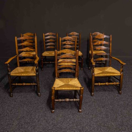 set of eight 19th century ladderback chairs - CATEGORY: ANTIQUE CHAIRS - DATED 19TH CENTURY
