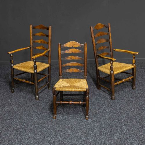 SET OF EIGHT 19TH CENTURY LADDERBACK CHAIRS - ADDITIONAL PHOTO 1