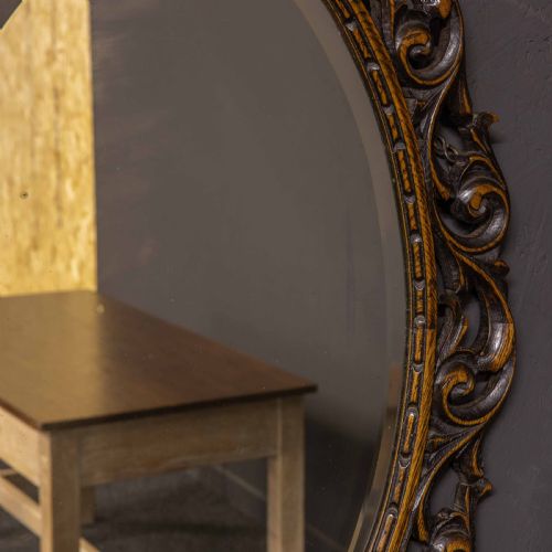 EDWARDIAN CARVED OAK MIRROR - ADDITIONAL PHOTO 2