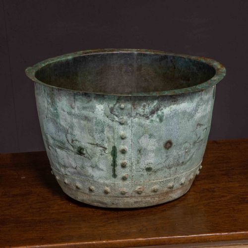victorian verdigrise copper planter - CATEGORY: ANTIQUE METAL - DATED VICTORIAN