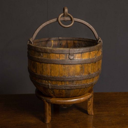19th Century French Oak Well Bucket