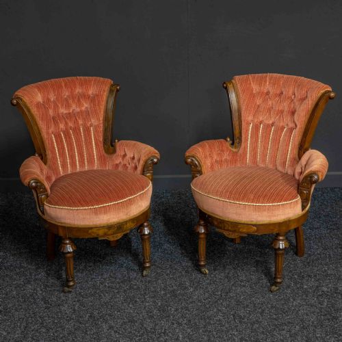 pair of boudoir chairs - CATEGORY: ANTIQUE CHAIRS - DATED 1890