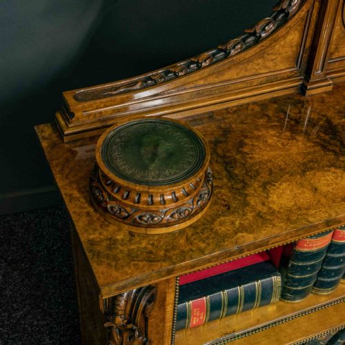 MID VICTORIAN BURR WALNUT BOOKCASE - ADDITIONAL PHOTO 2