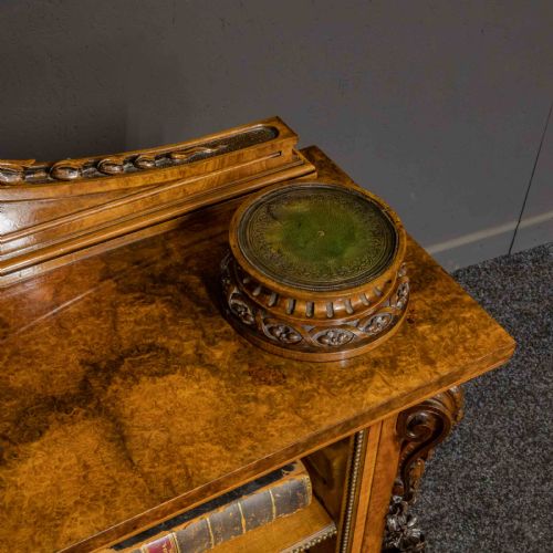 MID VICTORIAN BURR WALNUT BOOKCASE - ADDITIONAL PHOTO 4