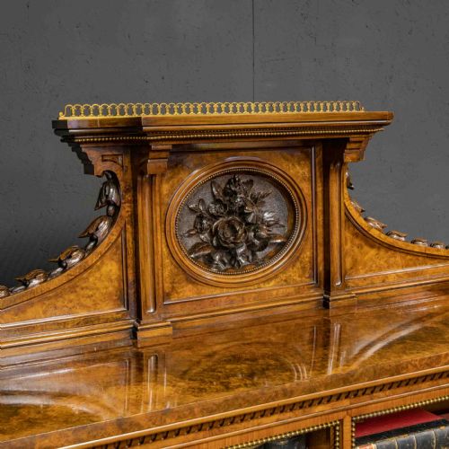 MID VICTORIAN BURR WALNUT BOOKCASE - ADDITIONAL PHOTO 8