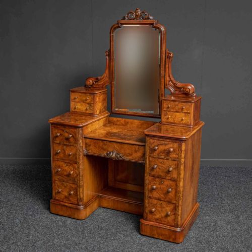 MID VICTORIAN BURR WALNUT DRESSING TABLE - ADDITIONAL PHOTO 9