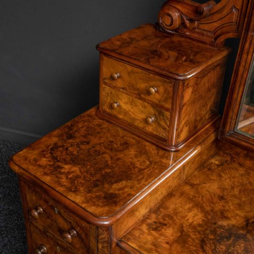 MID VICTORIAN BURR WALNUT DRESSING TABLE - ADDITIONAL PHOTO 16