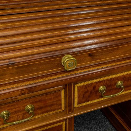EDWARDIAN MAHOGANY INLAID DESK BY MAPLES - ADDITIONAL PHOTO 8