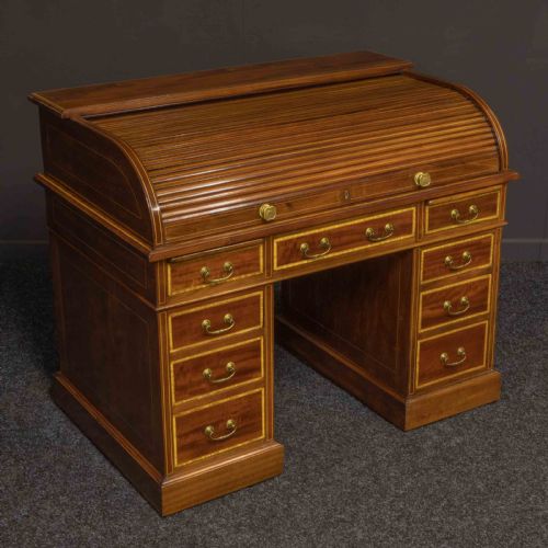 EDWARDIAN MAHOGANY INLAID DESK BY MAPLES - ADDITIONAL PHOTO 11
